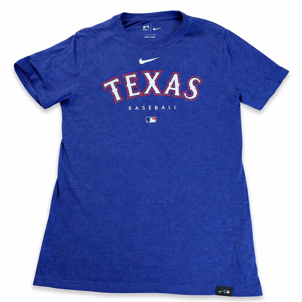 Nike Texas Rangers Youth Large 14/16 Baseball Tee Blue MLB Game Day - Picture 2 of 8